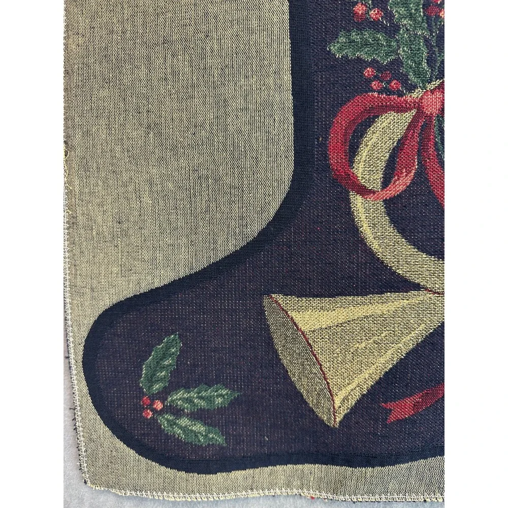 Tapestry Christmas Stocking Panel French Horn Navy 13 x 18 VTGCotton Craft Decor